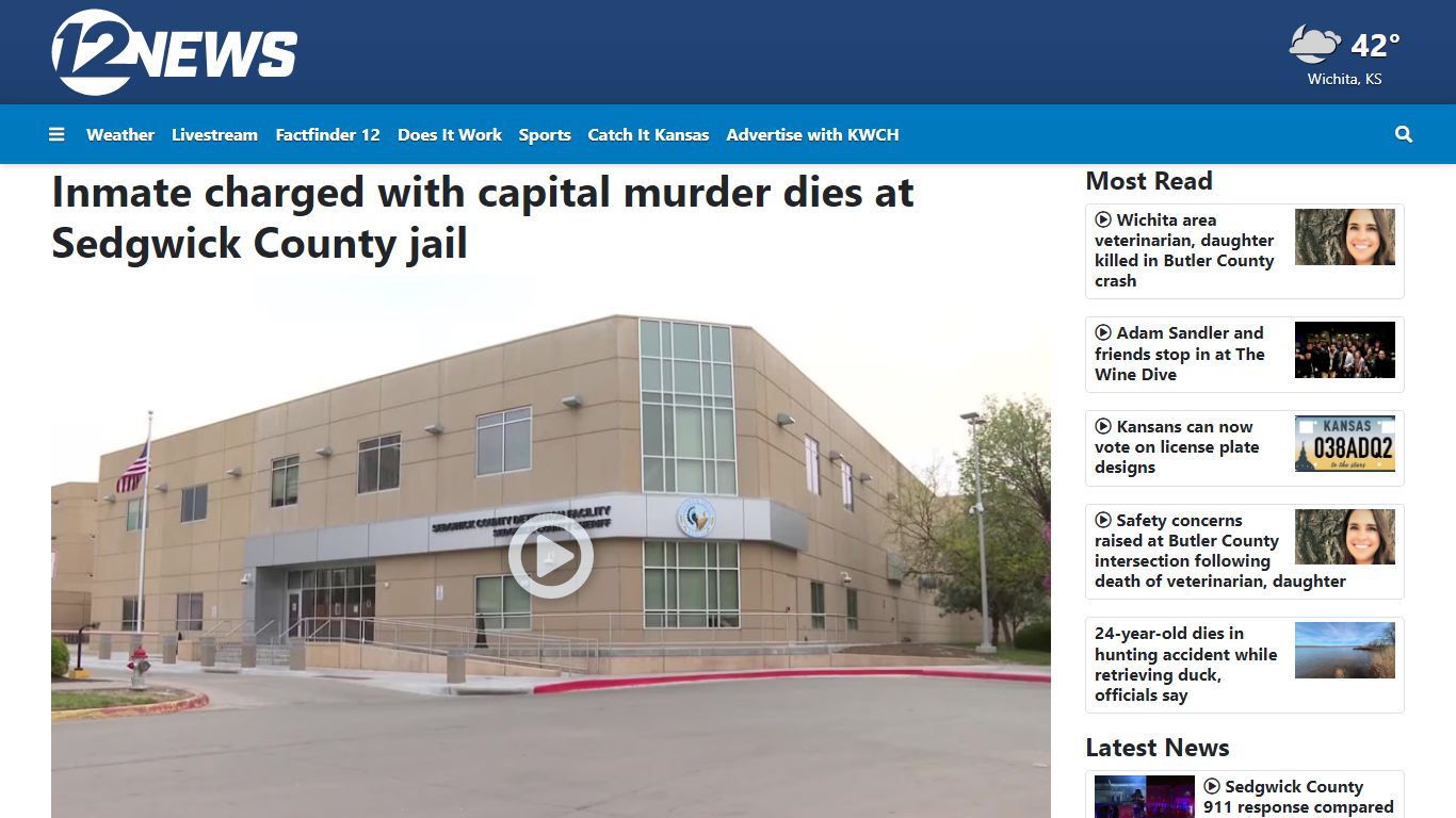 Inmate charged with capital murder dies at Sedgwick County jail - KWCH